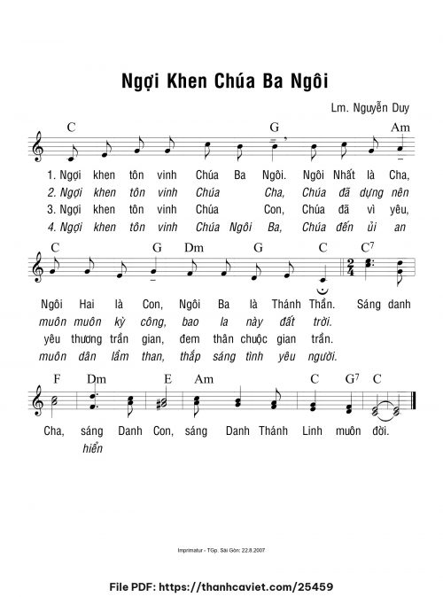 Ngợi khen Chúa Ba Ngôi - Lm. Nguyễn Duy - trang 1