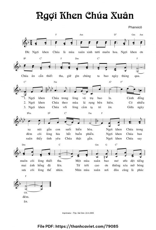 Ngợi khen Chúa xuân - Phanxicô - trang 1