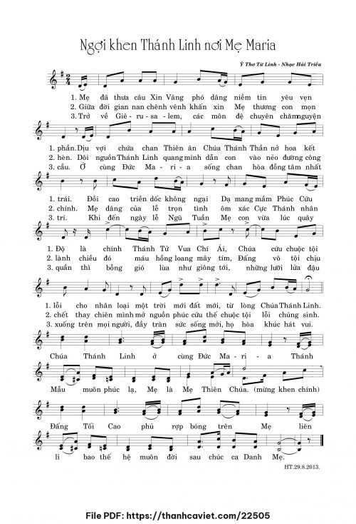 Ngợi khen Thánh Linh nơi Mẹ Maria - Hải Triều - Thơ: Từ Linh - trang 1