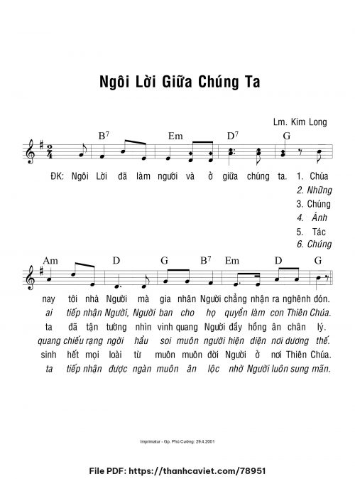 Ngôi Lời giữa chúng ta - Lm. Kim Long - trang 1