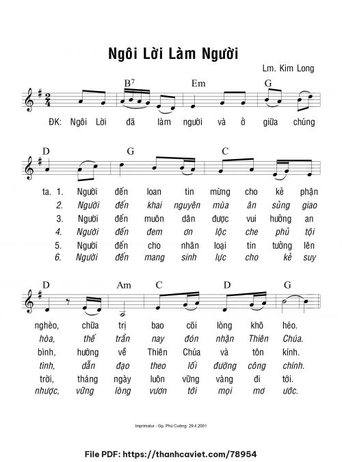 Ngôi Lời làm người - Lm. Kim Long - trang 1