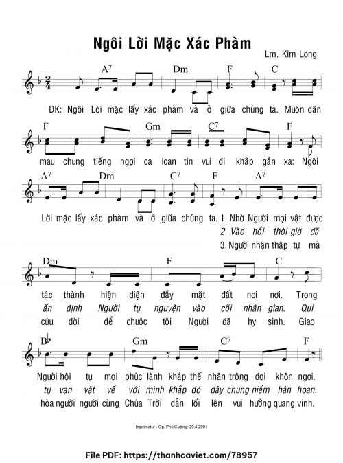 Ngôi Lời mặc xác phàm - Lm. Kim Long - trang 1