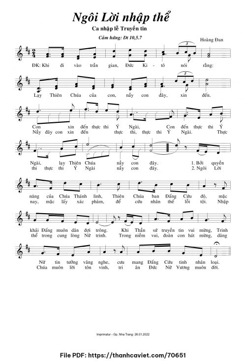 Ngôi Lời nhập thể - Hoàng Đan - trang 1