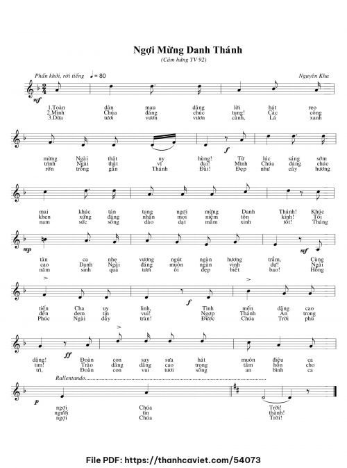Ngợi mừng Danh Thánh - Nguyên Kha - trang 1