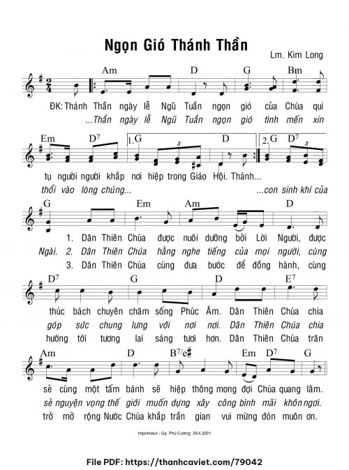 Ngọn gió Thánh Thần - Lm. Kim Long - trang 1