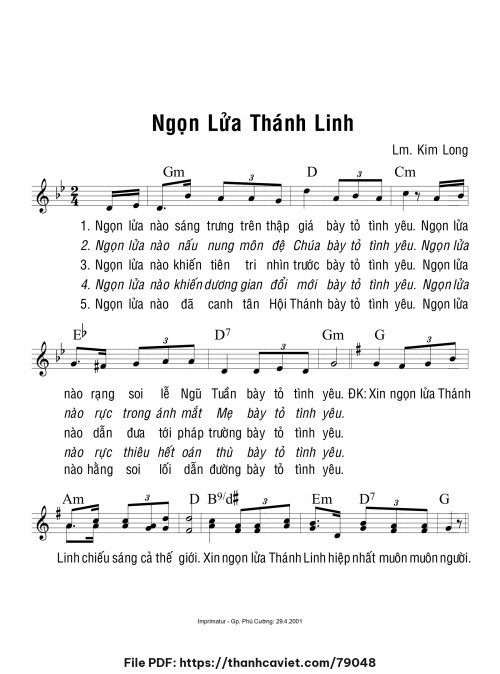 Ngọn lửa Thánh Linh - Lm. Kim Long - trang 1