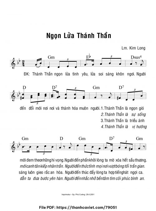 Ngọn lửa Thánh Thần - Lm. Kim Long - trang 1