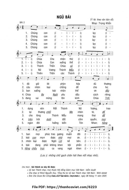 Ngũ bái - Lm. Trọng Khẩn - trang 1