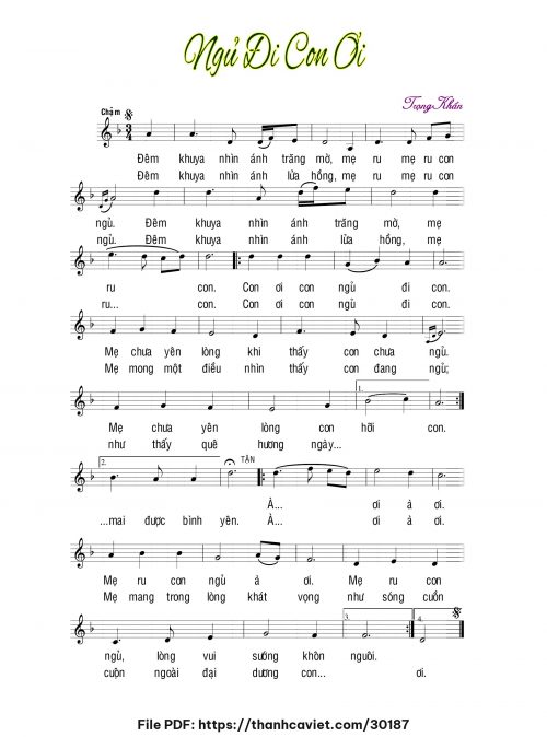 Ngủ đi con ơi - Lm. Trọng Khẩn - trang 1