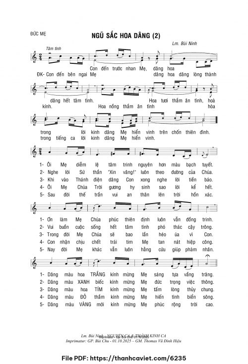 Ngũ sắc dâng hoa 2 - Lm. Bùi Ninh - trang 1