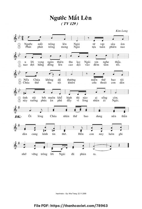 Ngước mắt lên - Lm. Kim Long - trang 1