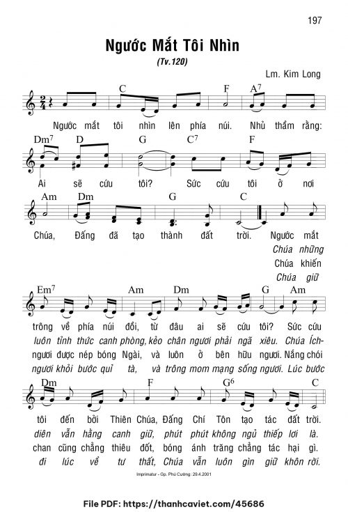 Ngước mắt tôi nhìn - Lm. Kim Long - trang 1