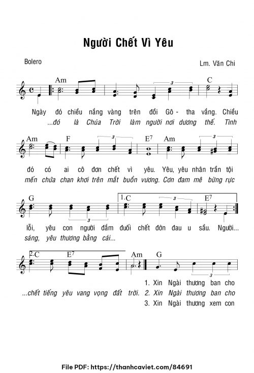 Người chết vì yêu - Lm. Văn Chi - trang 1
