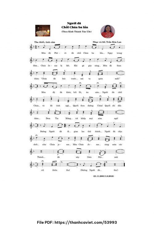 Người đã chối Chúa ba lần - Trần Kim Lan - trang 1