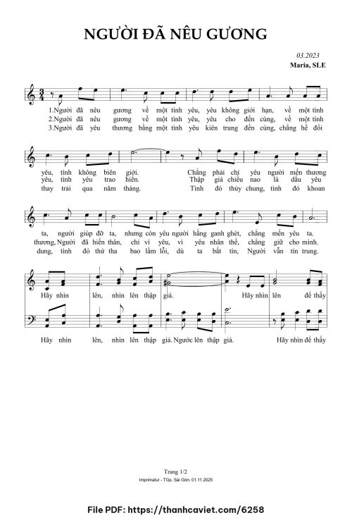 Người đã nêu gương - Sr. Maria, SLE - trang 1
