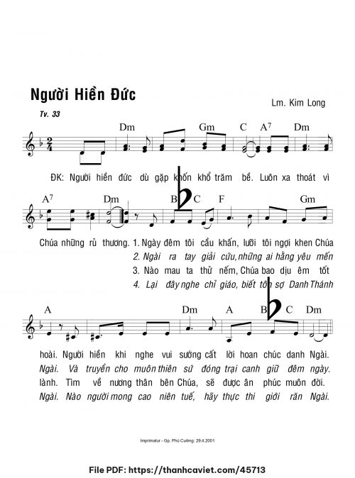 Người hiền đức - Lm. Kim Long - trang 1