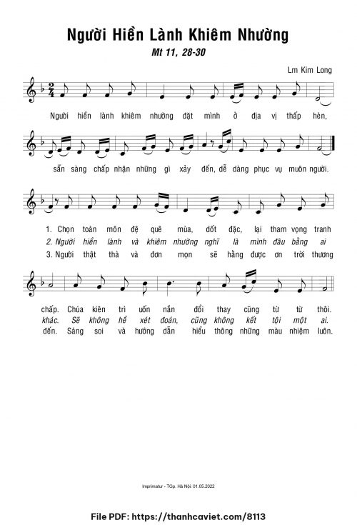 Người hiền lành khiêm nhường - Lm. Kim Long - trang 1