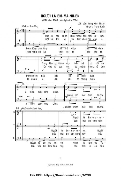 Người là Emmanuen - Lm. Trọng Khẩn - trang 1