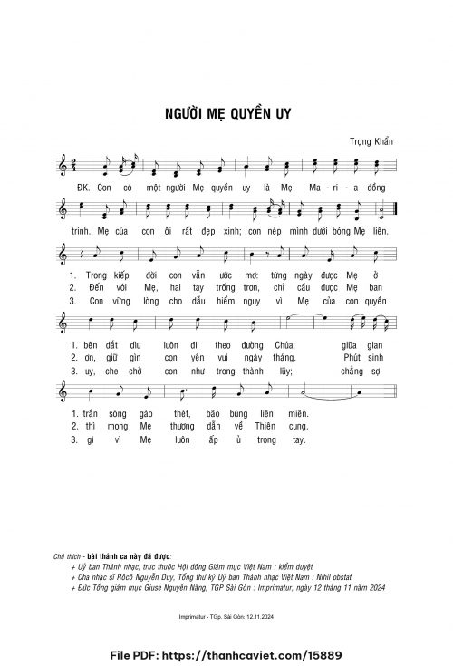 Người Mẹ quyền uy - Lm. Trọng Khẩn - trang 1