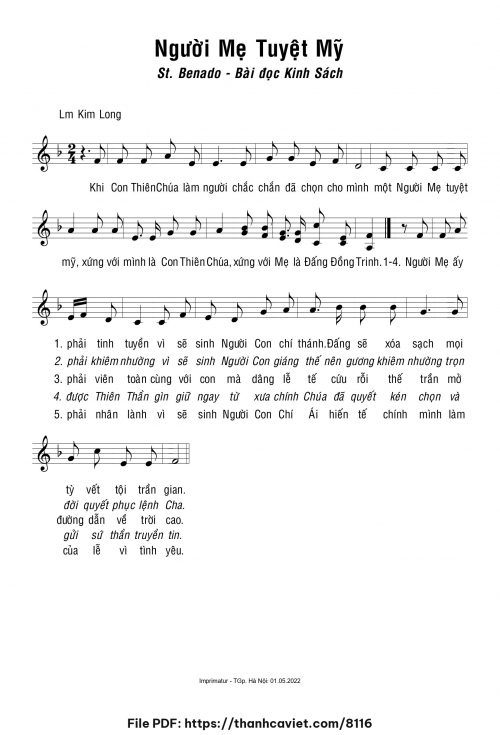 Người Mẹ tuyệt mỹ - Lm. Kim Long - trang 1