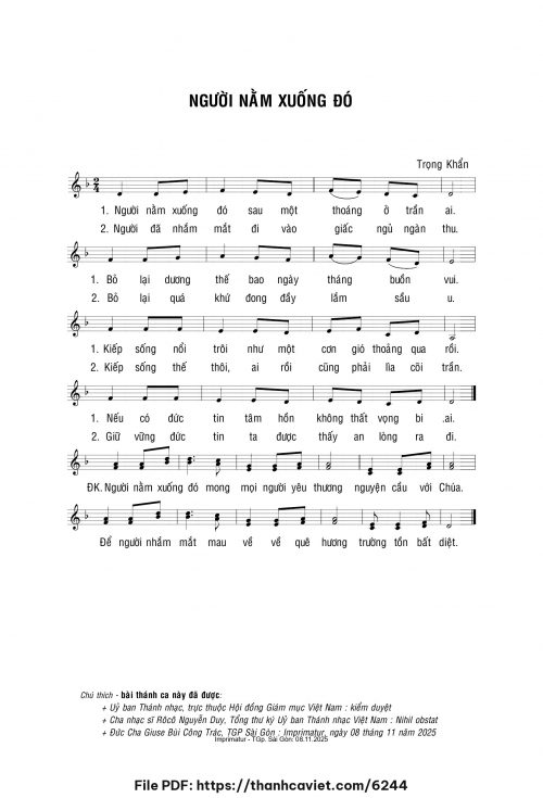 Người nằm xuống đó - Lm. Trọng Khẩn - trang 1