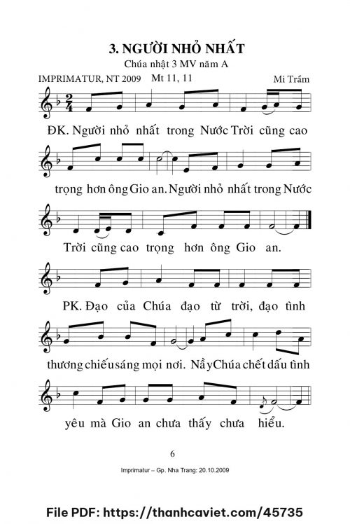 Người nhỏ nhất [CN3 MVA] – - Lm. Mi Trầm - trang 1