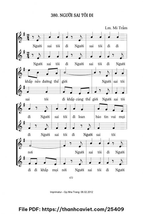 Người sai tôi đi - Lm. Mi Trầm - trang 1