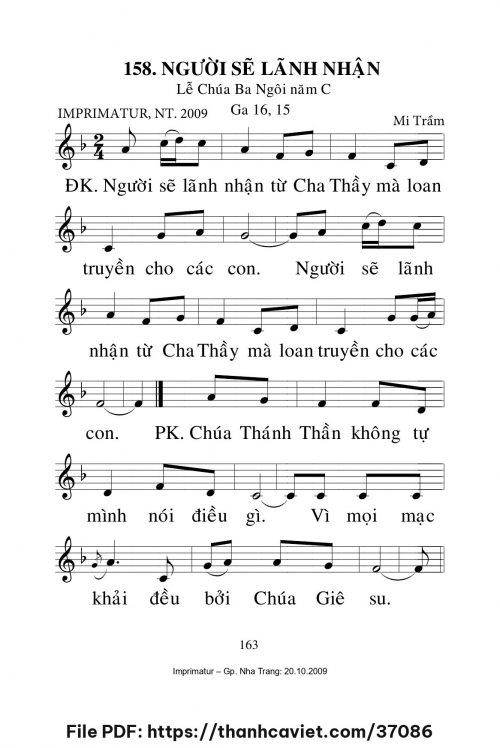 Người sẽ lãnh nhận [Lễ Chúa Ba Ngôi năm C] – - Lm. Mi Trầm - trang 1
