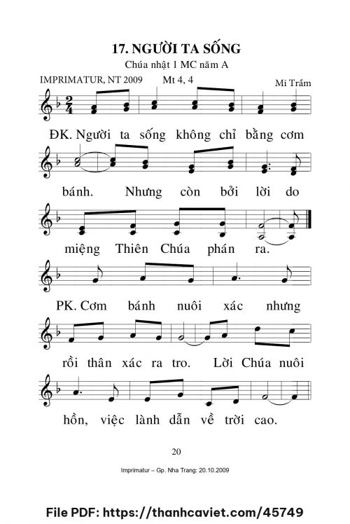 Người ta sống [CN1 MCA] – - Lm. Mi Trầm - trang 1