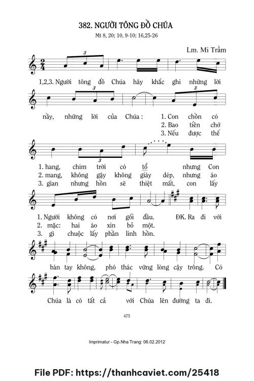 Người tông đồ Chúa - Lm. Mi Trầm - trang 1