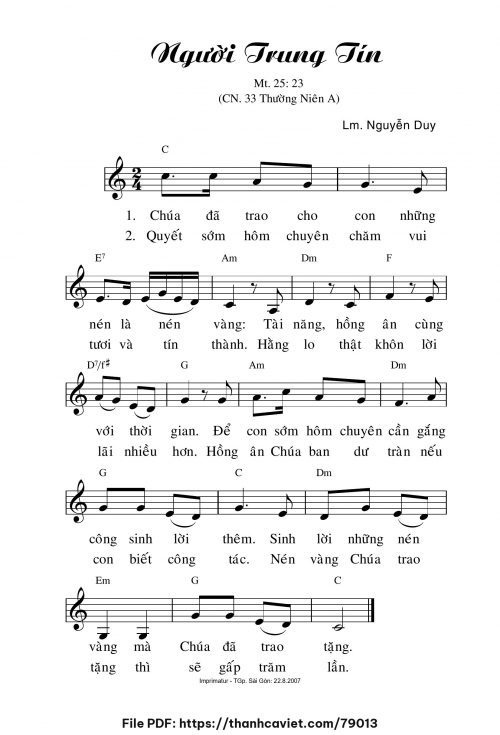 Người trung tín - Lm. Nguyễn Duy - trang 1