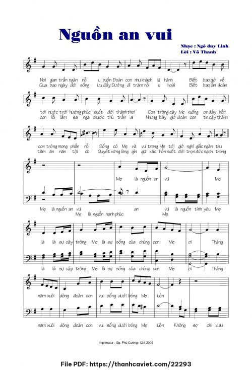 Nguồn an vui - Lm. Ngô Duy Linh - Lời: Võ Thanh - trang 1