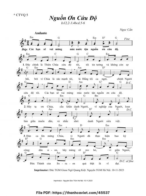 Nguồn ơn cứu độ [Is 12 – Vọng PS – Bài 5] - Ngọc Cẩn - trang 1