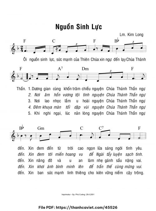 Nguồn sinh lực - Lm. Kim Long - trang 1