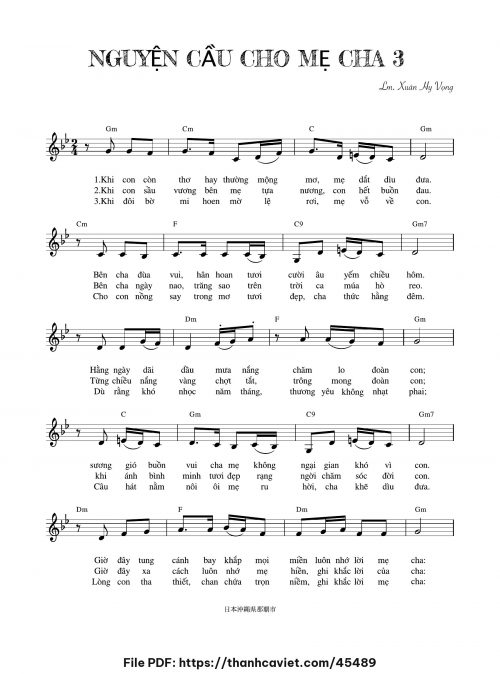 Nguyện cầu cho mẹ cha 3 - Lm. Xuân Hy Vọng - trang 1