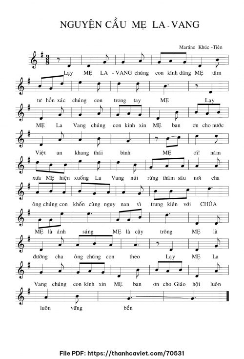 Nguyện cầu Mẹ Lavang - Martino Khúc Tiên - trang 1