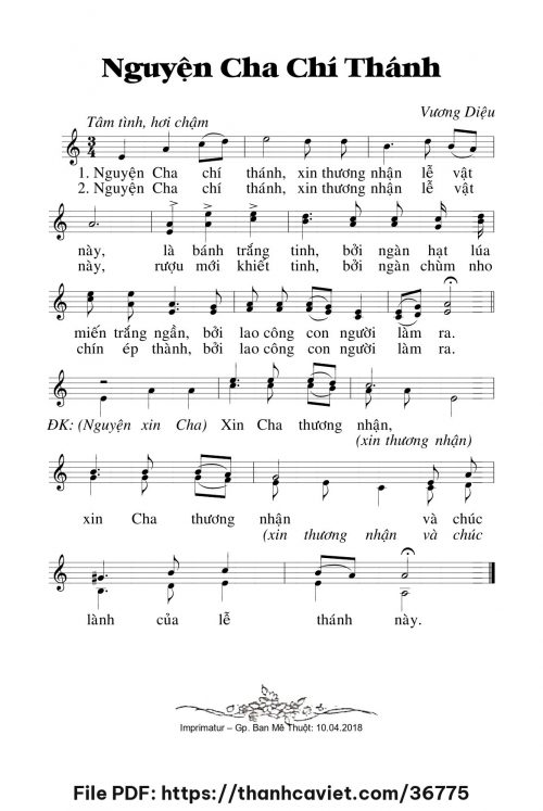 Nguyện Cha chí thánh - Lm. Vương Diệu - trang 1