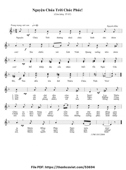 Nguyện Chúa Trời chúc phúc - Nguyên Kha - trang 1