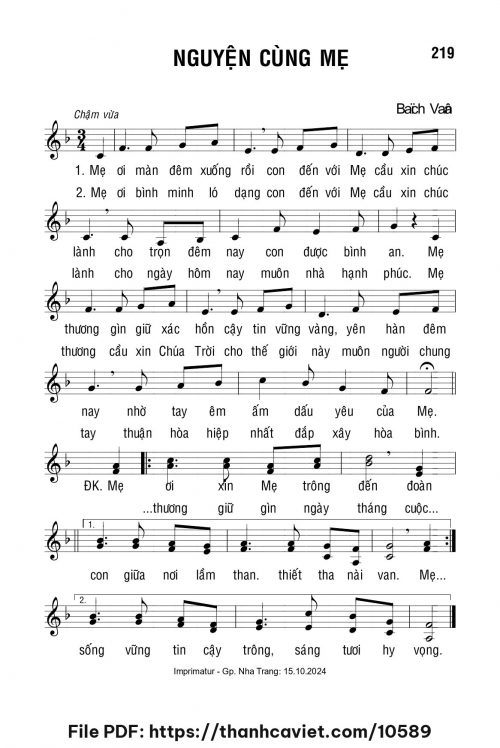 Nguyện cùng Mẹ - Lm. Bạch Vân - trang 1