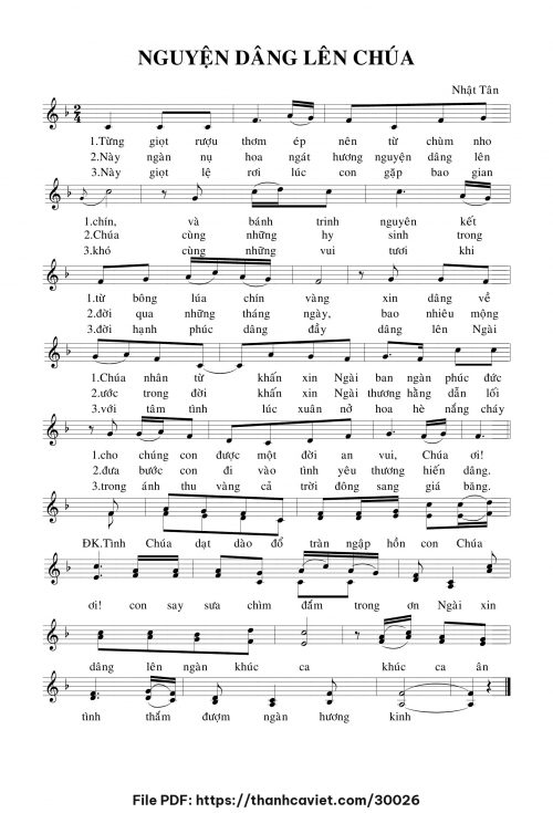 Nguyện dâng lên Chúa - Nhật Tân - trang 1