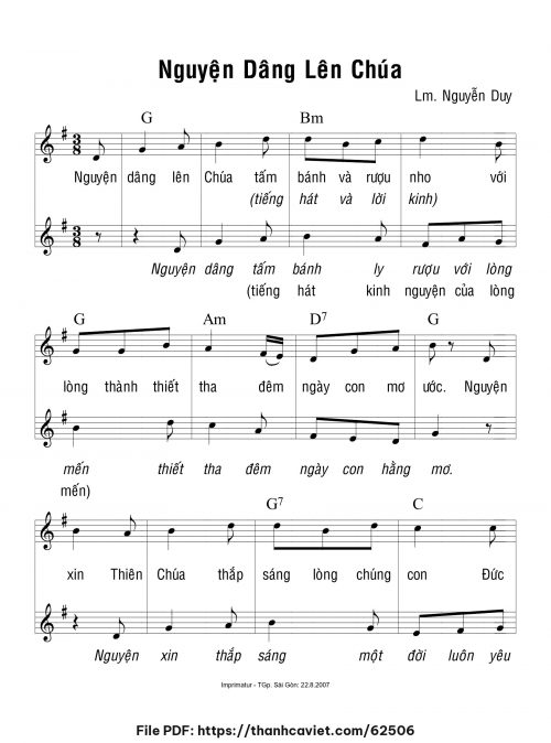 Nguyện dâng lên Chúa - Lm. Nguyễn Duy - trang 1
