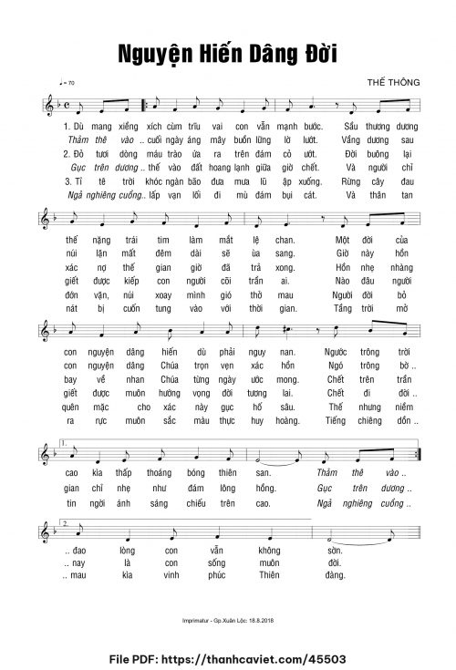 Nguyện hiến dâng đời - Thế Thông - trang 1