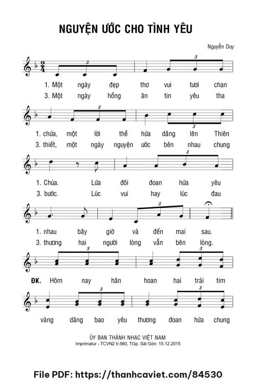 Nguyện ước cho tình yêu - Lm. Nguyễn Duy - trang 1