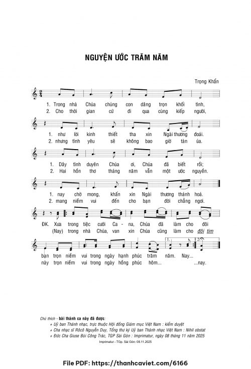 Nguyện ước trăm năm - Lm. Trọng Khẩn - trang 1