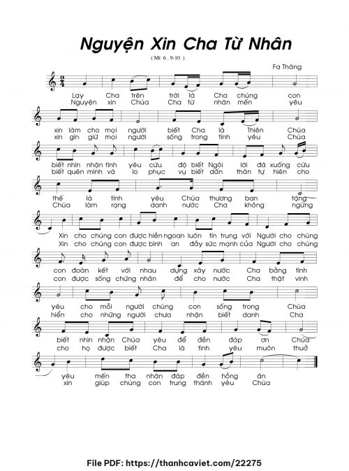 Nguyện xin Cha từ nhân - Lm. Fa Thăng - trang 1