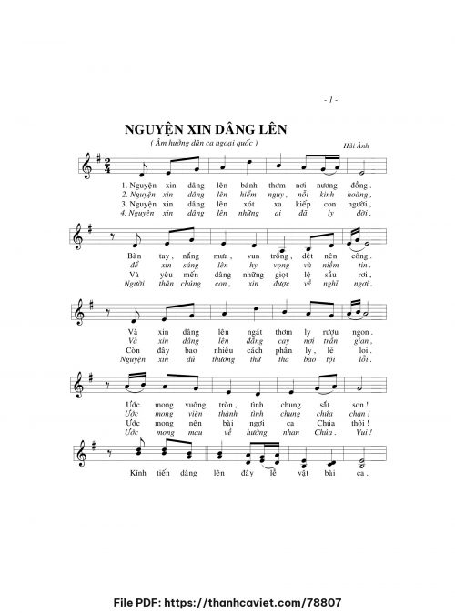 Nguyện xin dâng lên - Hải Ánh - trang 1
