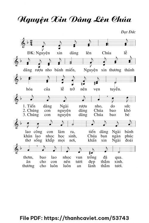 Nguyện xin dâng lên Chúa - Đạt Đức - trang 1