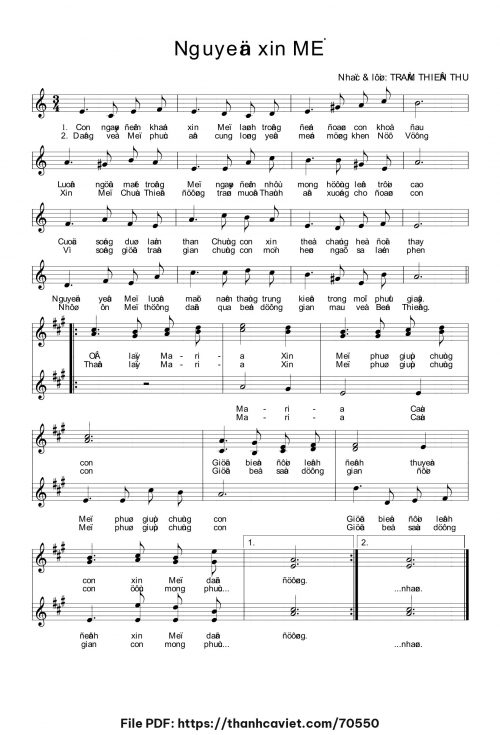 Nguyện xin Mẹ - Trầm Thiên Thu - trang 1