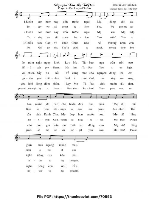 Nguyện xin Mẹ TàPao - Tuấn Kim - trang 1