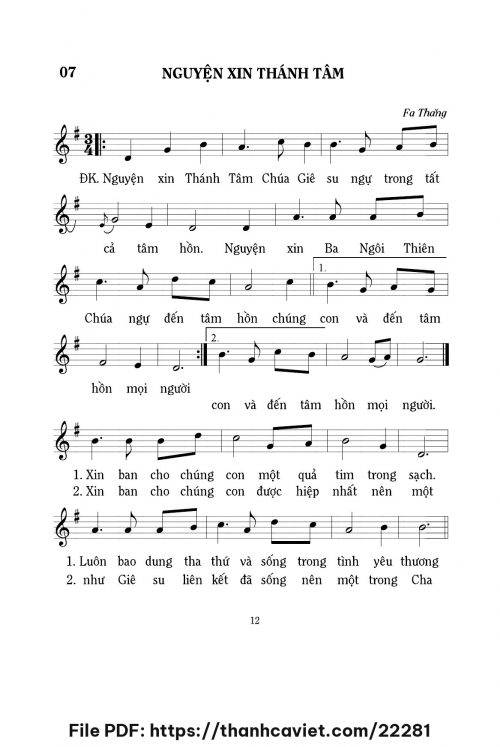 Nguyện xin Thánh Tâm - Lm. Fa Thăng - trang 1